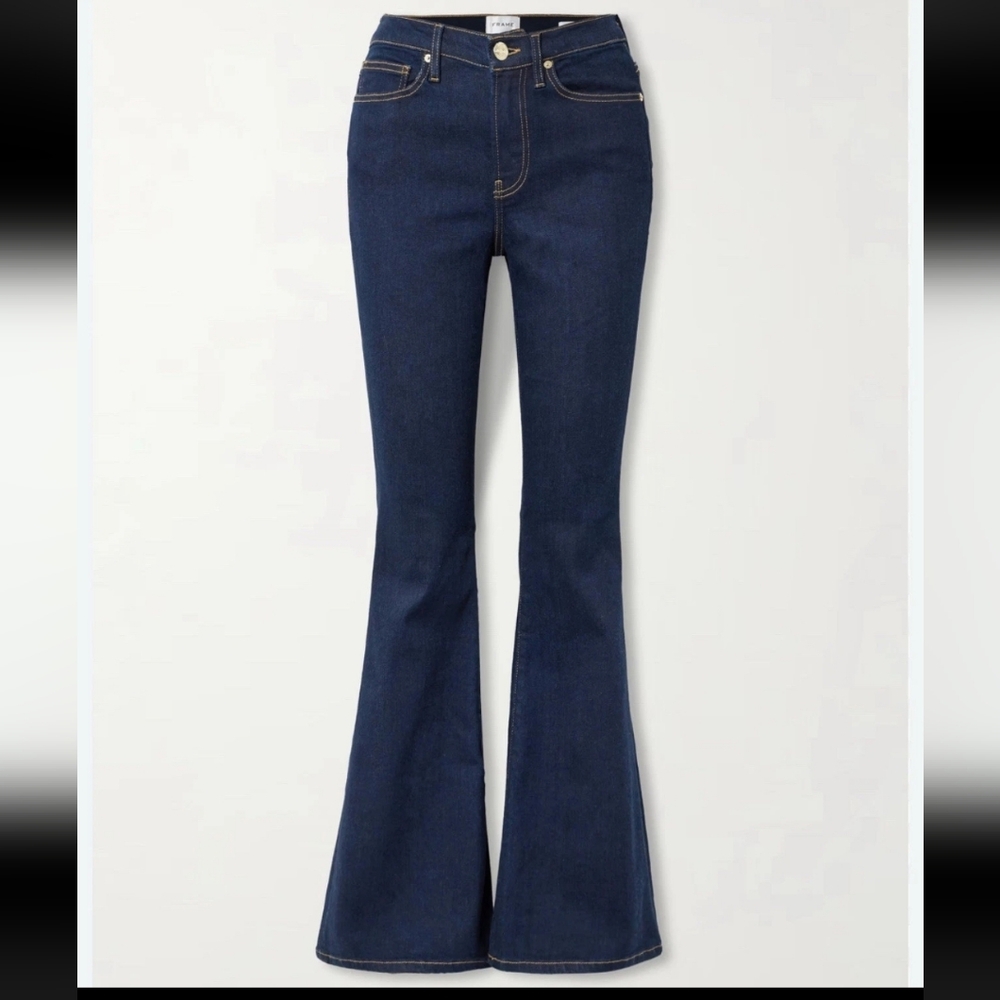 Like New Frame Le High Flare Dark Blue Women's Jeans Size 30 Soft Super Comfy